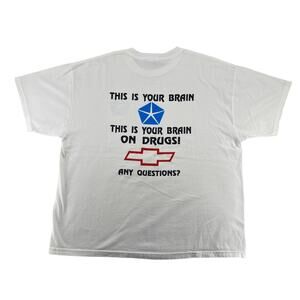 Vintage “This Is Your Brain On Drugs” Tee Funny Graphic XL Retro PSA Shirt